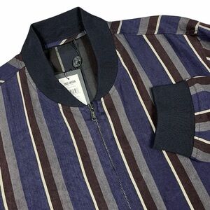 Todd Snyder Jacket Mens 2XL Linen Bomber Full Zip Striped Barre XXL